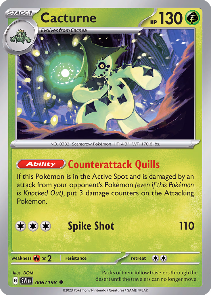 Cacturne Pokemon card (006/198, Scarlet & Violet)