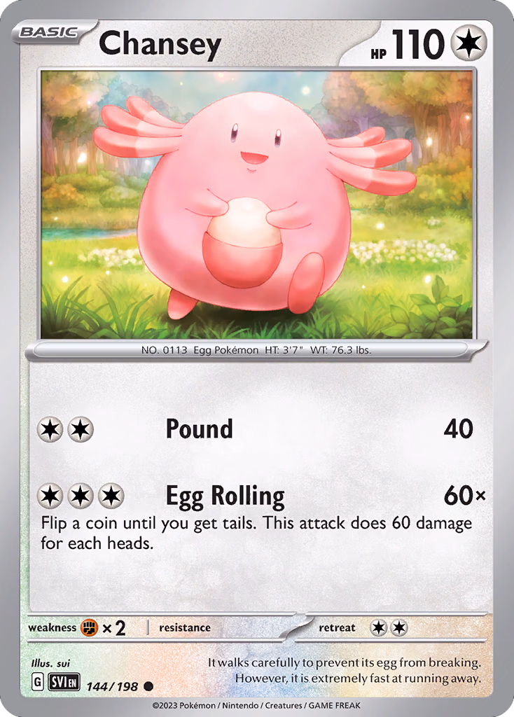 Chansey Pokemon card (144/198, Scarlet & Violet)