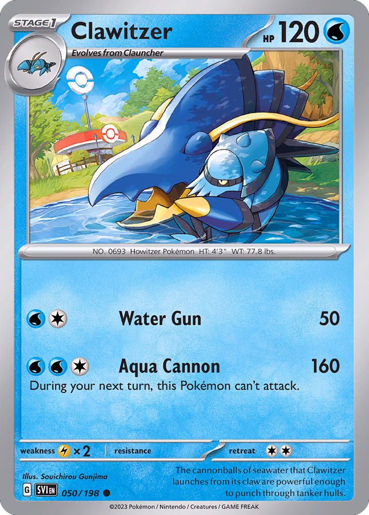 Clawitzer Pokemon card (050/198, Scarlet & Violet)