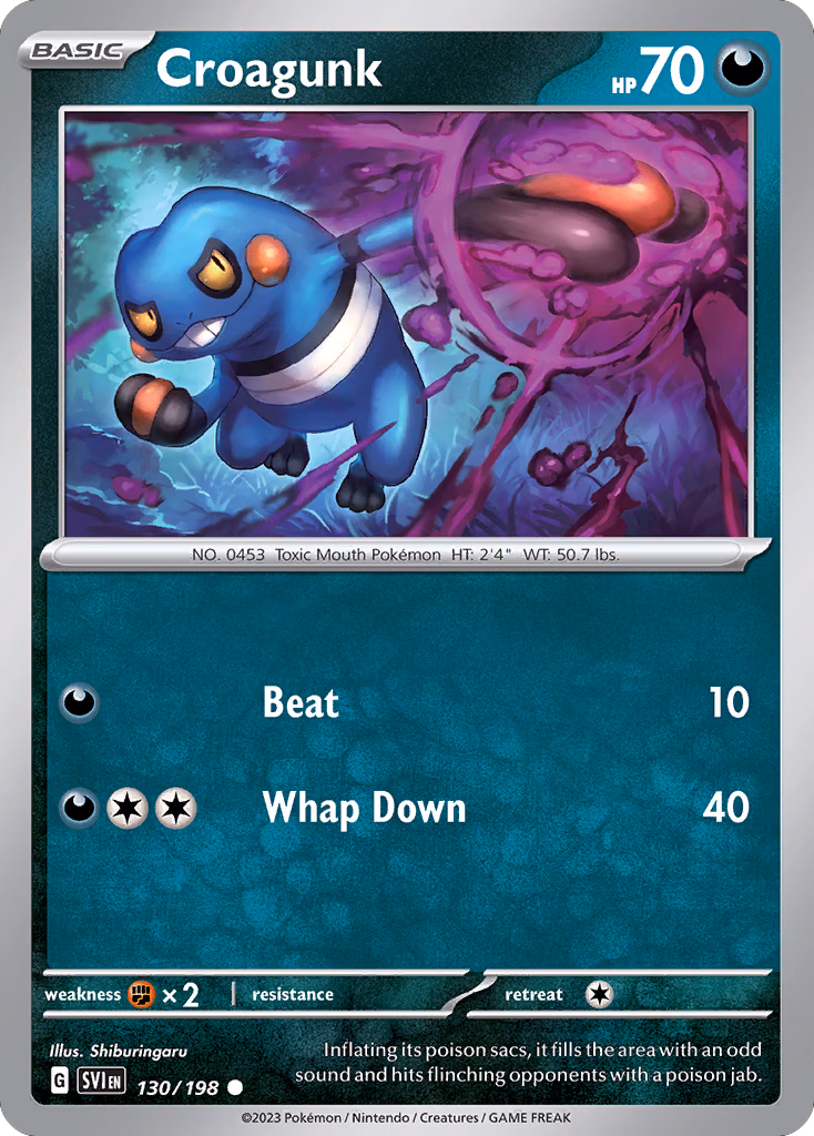 Croagunk Pokemon card (130/198, Scarlet & Violet)