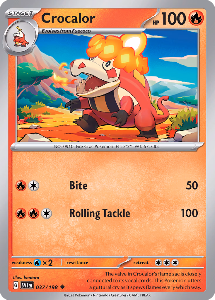 Crocalor Pokemon card (037/198, Scarlet & Violet)