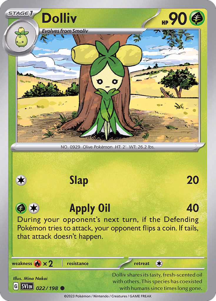 Dolliv Pokemon card (022/198, Scarlet & Violet)