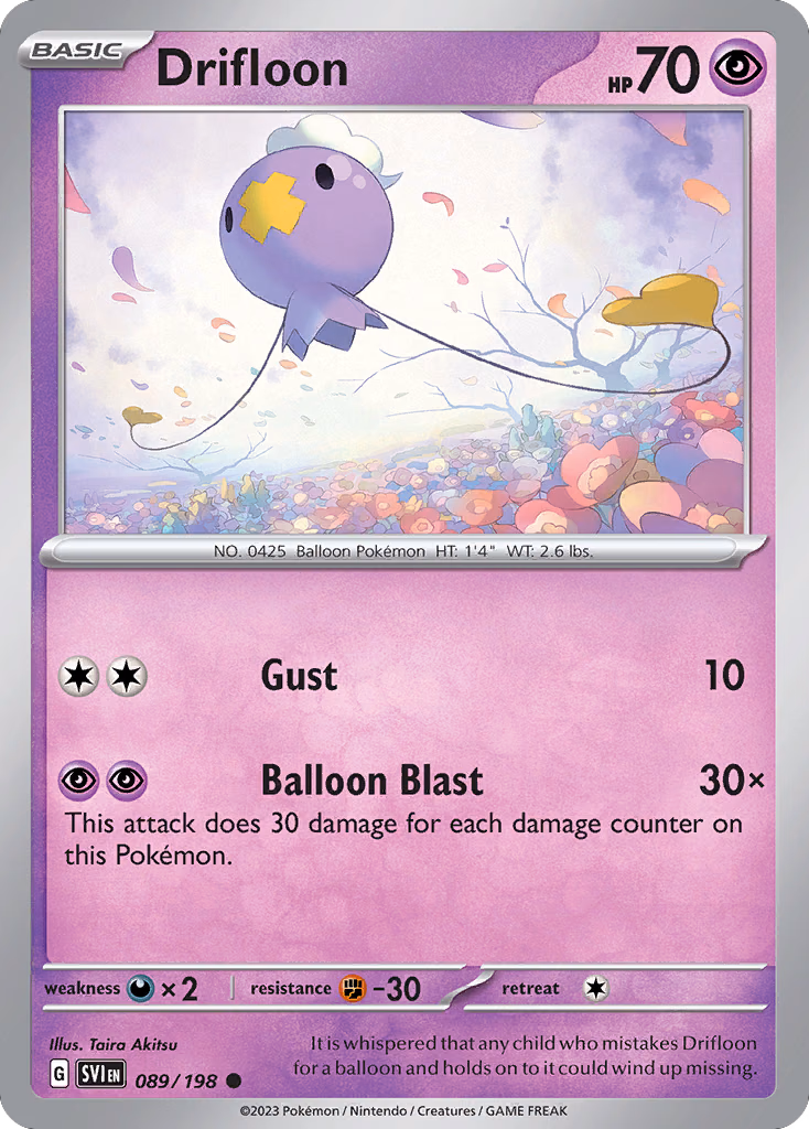 Drifloon Pokemon card (089/198, Scarlet & Violet)
