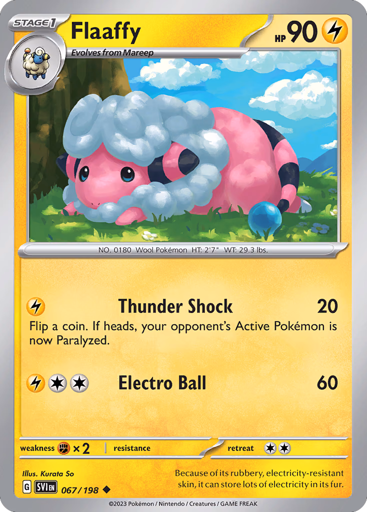 Flaaffy Pokemon card (067/198, Scarlet & Violet)
