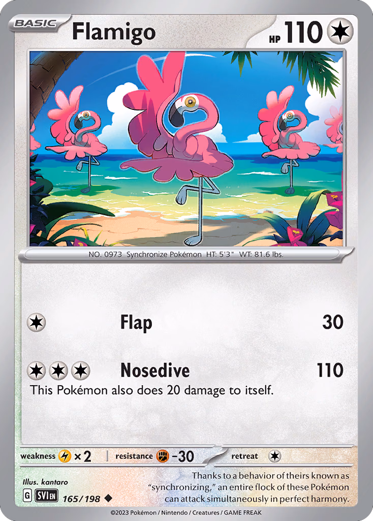 Flamigo Pokemon card (165/198, Scarlet & Violet)