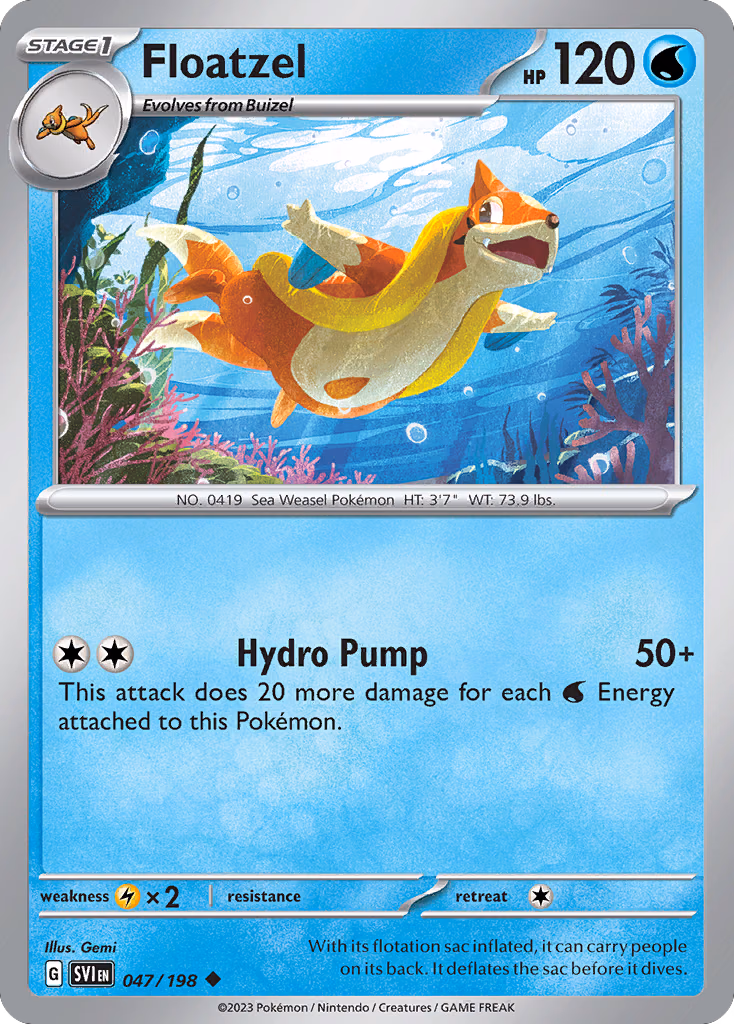 Floatzel Pokemon card (047/198, Scarlet & Violet)