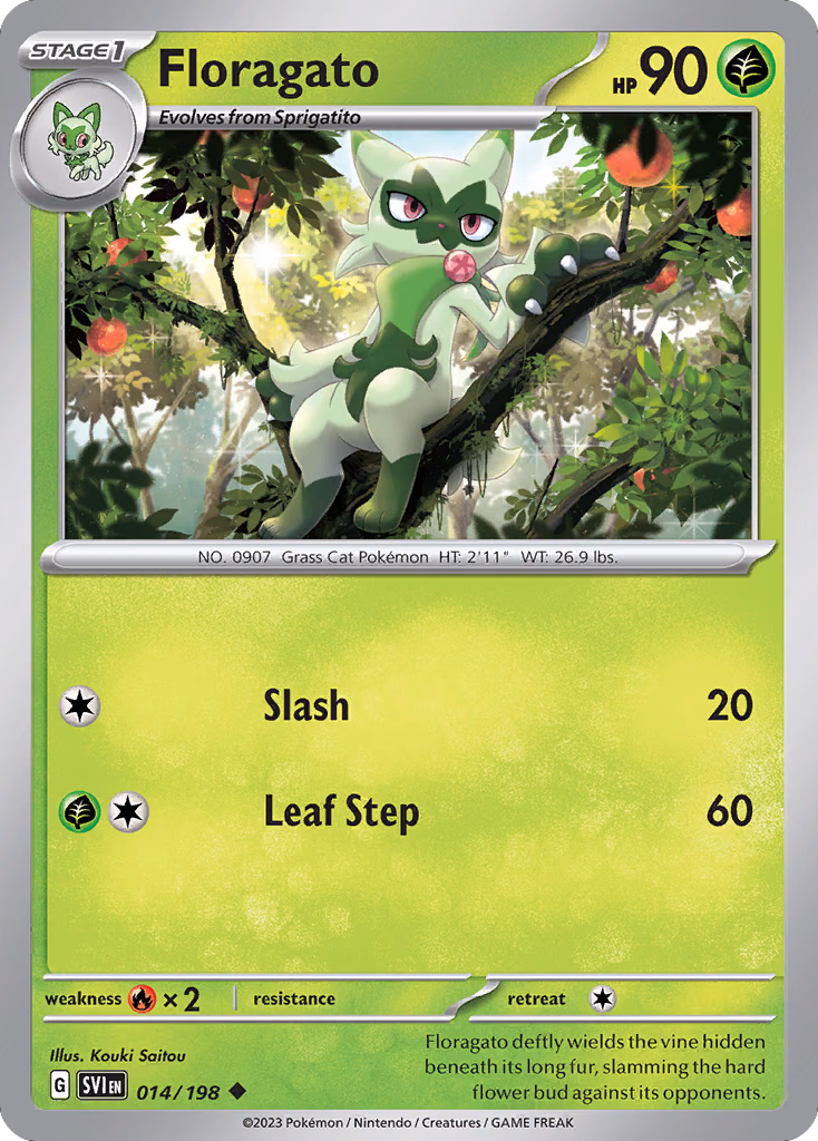 Floragato Pokemon card (014/198, Scarlet & Violet)