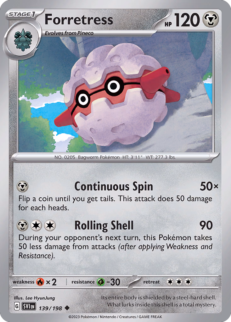Forretress Pokemon card (139/198, Scarlet & Violet)