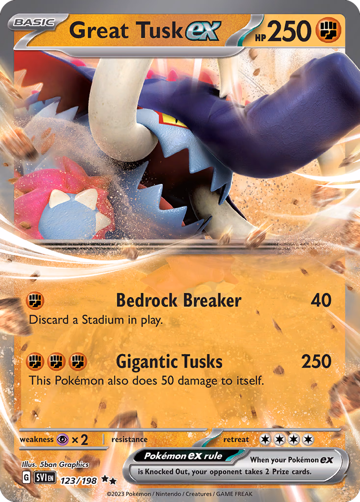 Great Tusk ex Pokemon card (123/198, Scarlet & Violet)