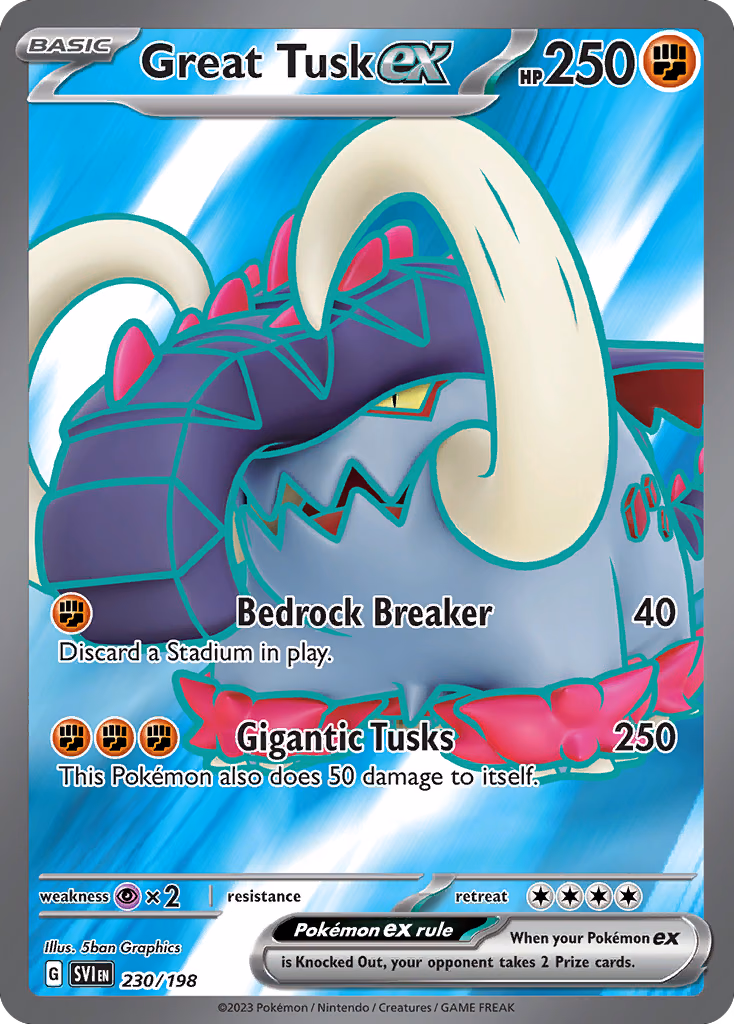 Great Tusk ex Pokemon card (230/198, Scarlet & Violet)