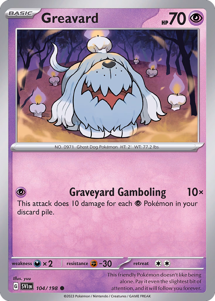 Greavard Pokemon card (104/198, Scarlet & Violet)