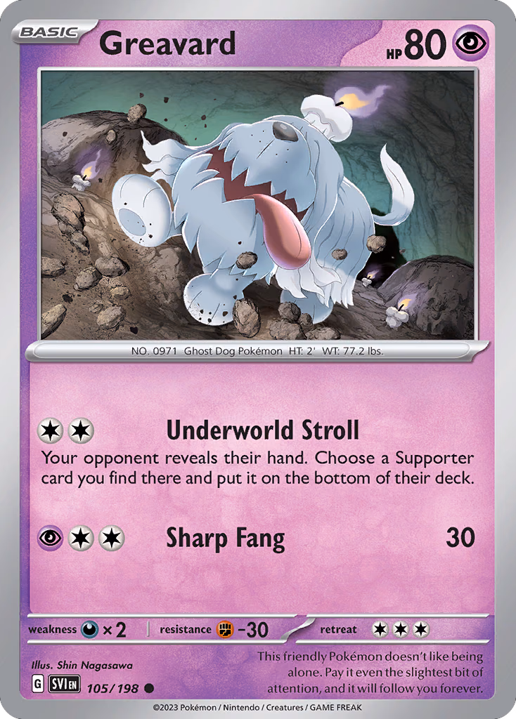 Greavard Pokemon card (105/198, Scarlet & Violet)
