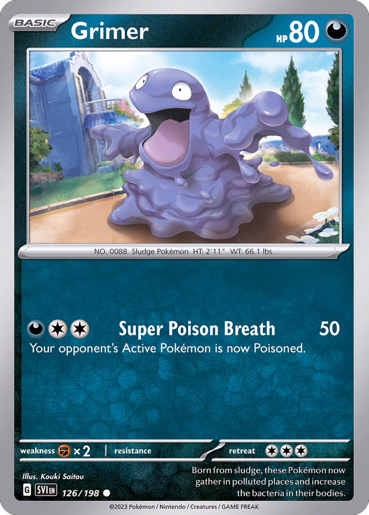 Grimer Pokemon card (126/198, Scarlet & Violet)