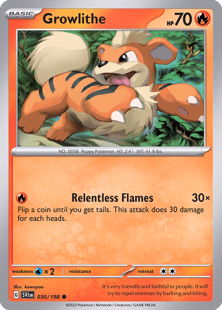 Growlithe Pokemon card (030/198, Scarlet & Violet)