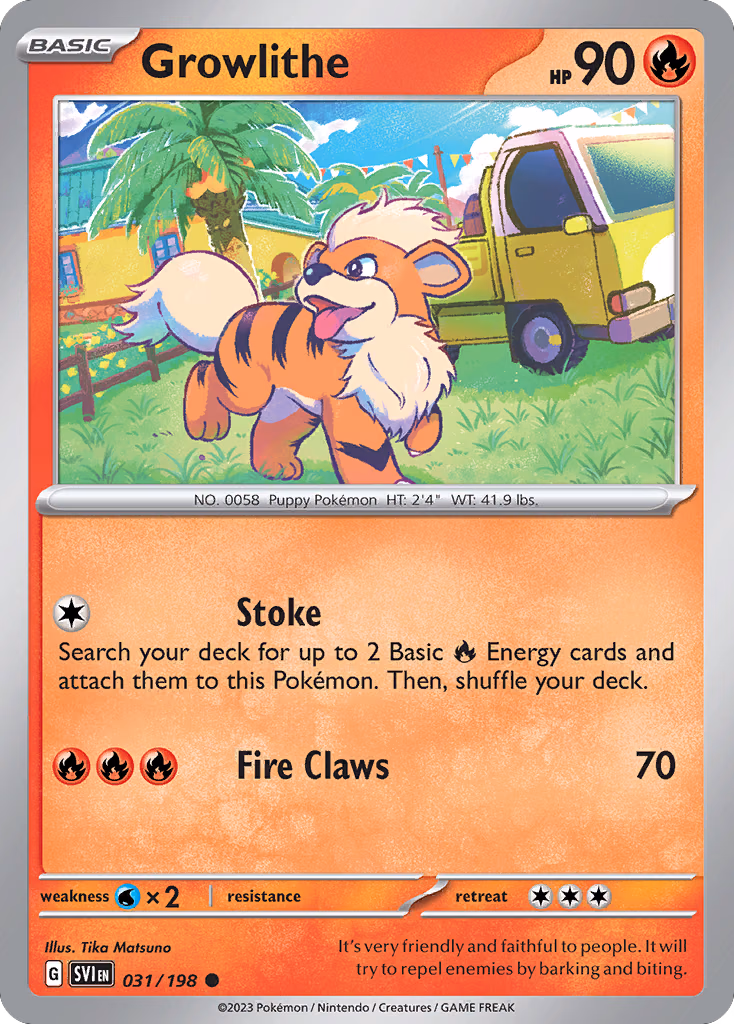 Growlithe Pokemon card (031/198, Scarlet & Violet)