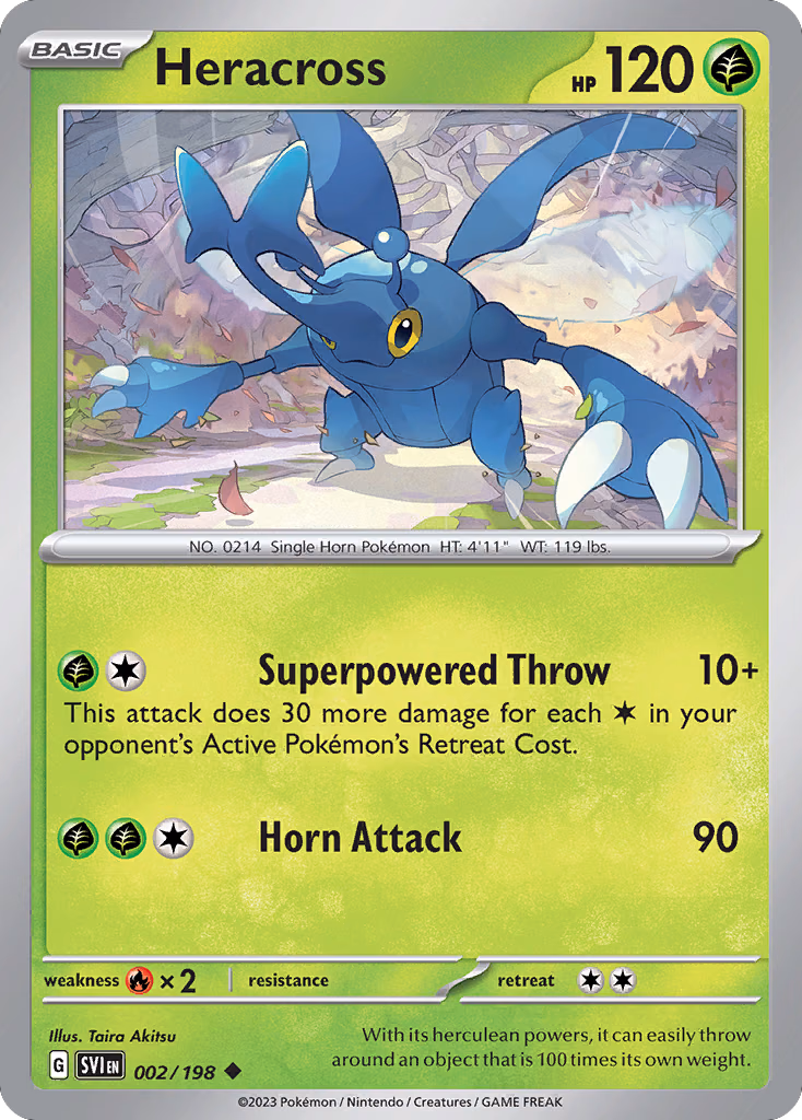 Heracross Pokemon card (002/198, Scarlet & Violet)