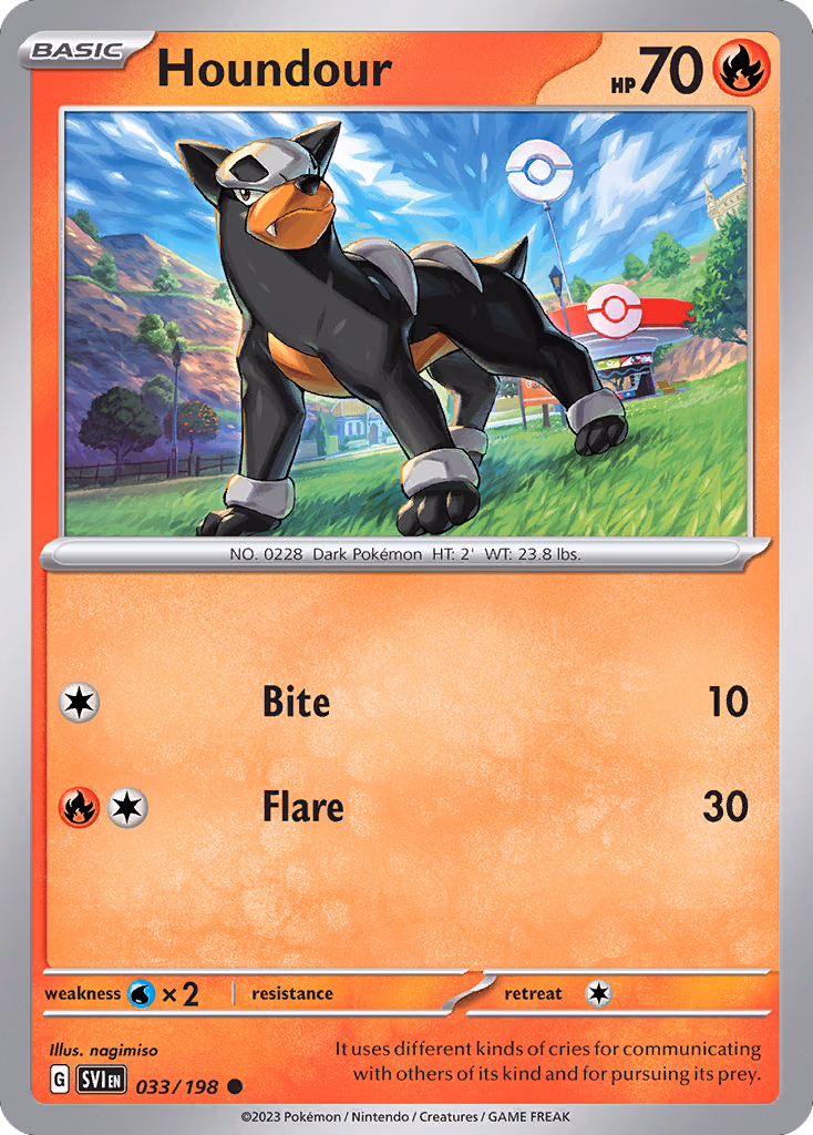 Houndour Pokemon card (033/198, Scarlet & Violet)