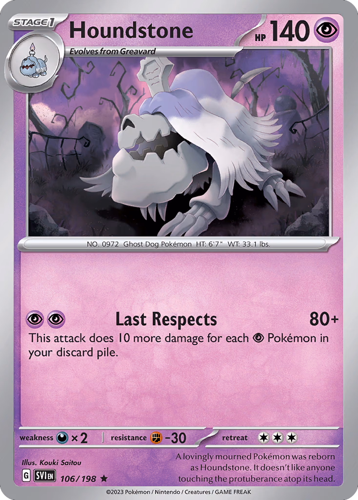 Houndstone Pokemon card (106/198, Scarlet & Violet)