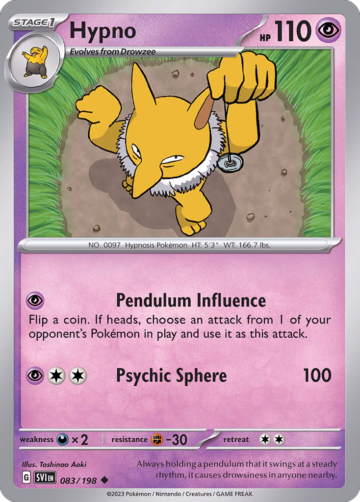 Hypno Pokemon card (083/198, Scarlet & Violet)