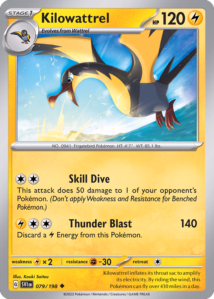 Kilowattrel Pokemon card (079/198, Scarlet & Violet)