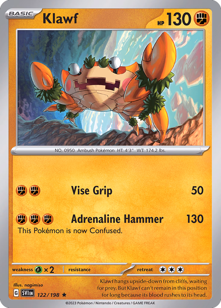 Klawf Pokemon card (122/198, Scarlet & Violet)