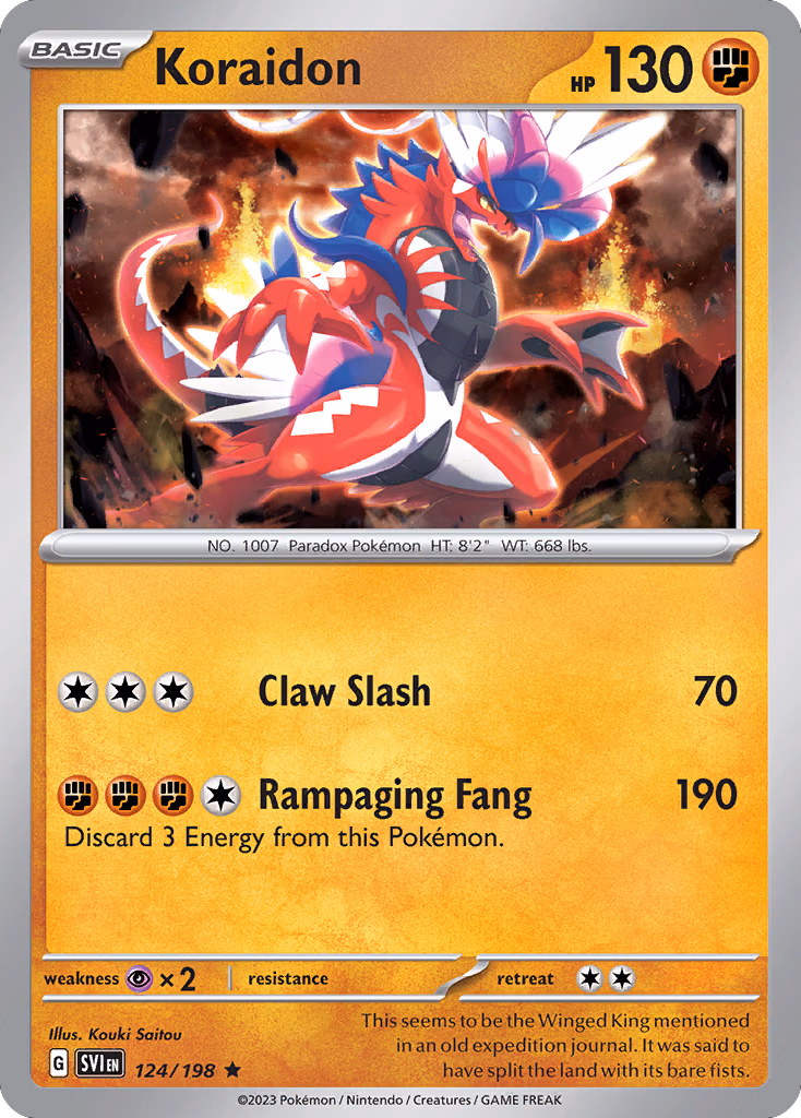 Koraidon Pokemon card (124/198, Scarlet & Violet)