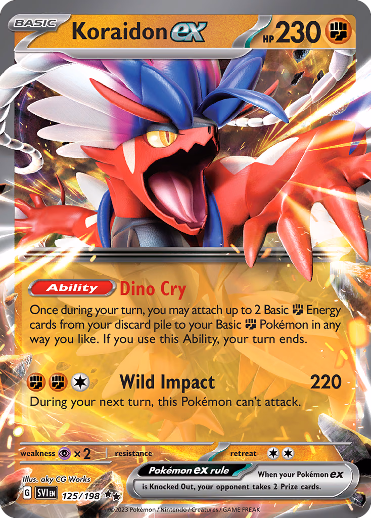 Koraidon ex Pokemon card (125/198, Scarlet & Violet)