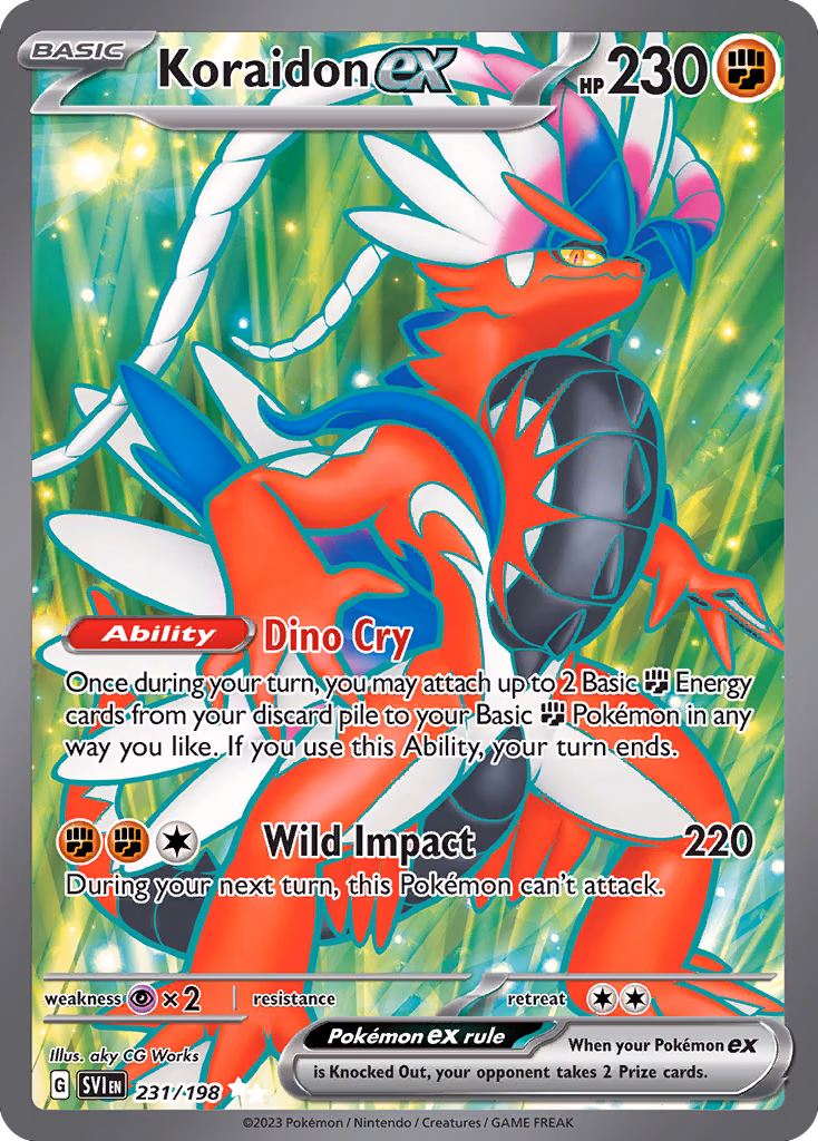 Koraidon ex Pokemon card (231/198, Scarlet & Violet)
