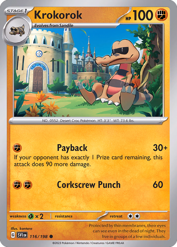 Krokorok Pokemon card (116/198, Scarlet & Violet)