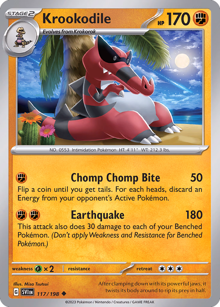 Krookodile Pokemon card (117/198, Scarlet & Violet)