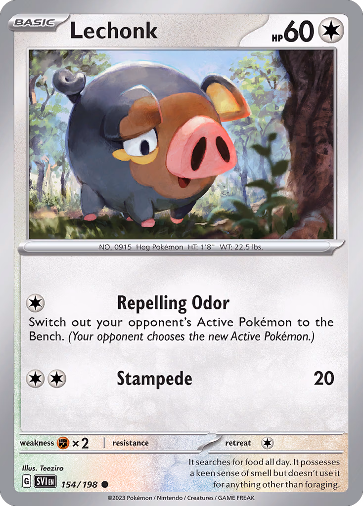 Lechonk Pokemon card (154/198, Scarlet & Violet)