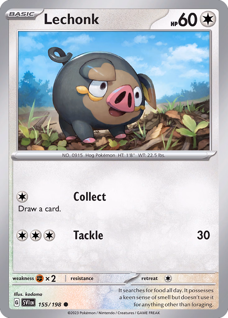 Lechonk Pokemon card (155/198, Scarlet & Violet)