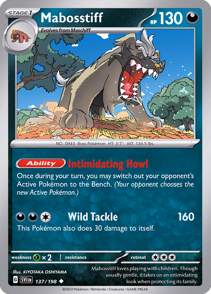 Mabosstiff Pokemon card (137/198, Scarlet & Violet)