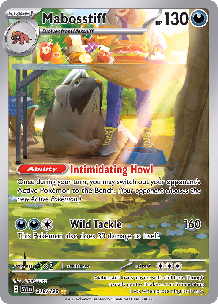 Mabosstiff Pokemon card (218/198, Scarlet & Violet)