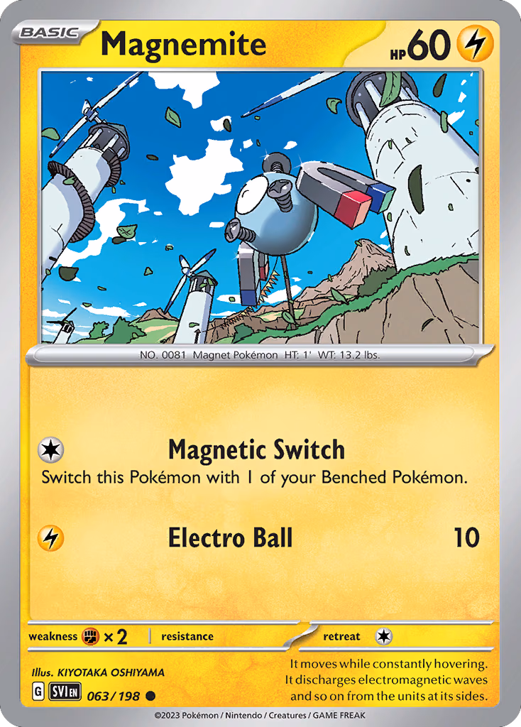 Magnemite Pokemon card (063/198, Scarlet & Violet)