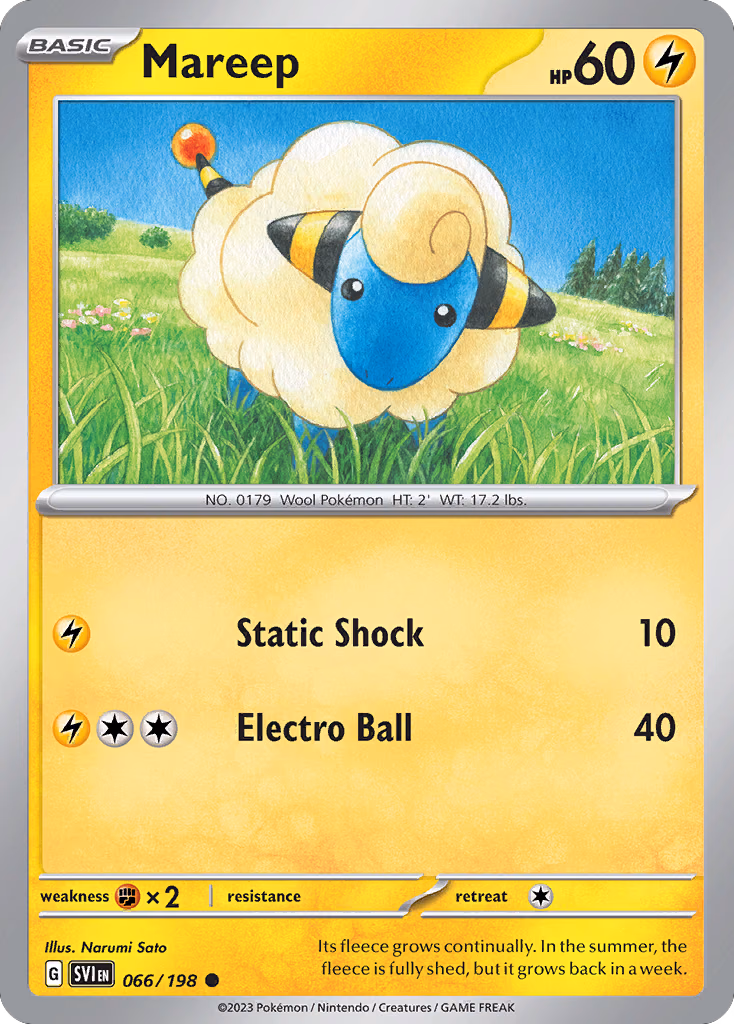 Mareep Pokemon card (066/198, Scarlet & Violet)