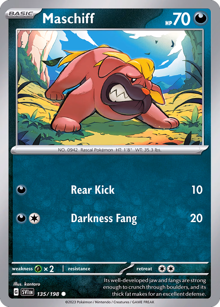 Maschiff Pokemon card (135/198, Scarlet & Violet)