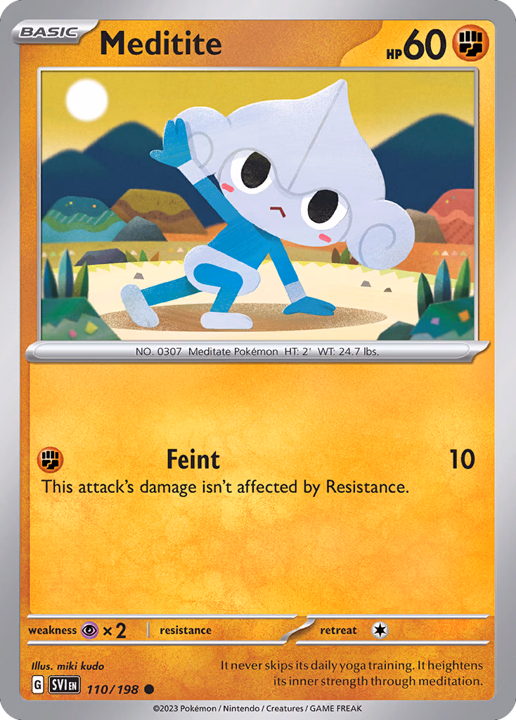 Meditite Pokemon card (110/198, Scarlet & Violet)