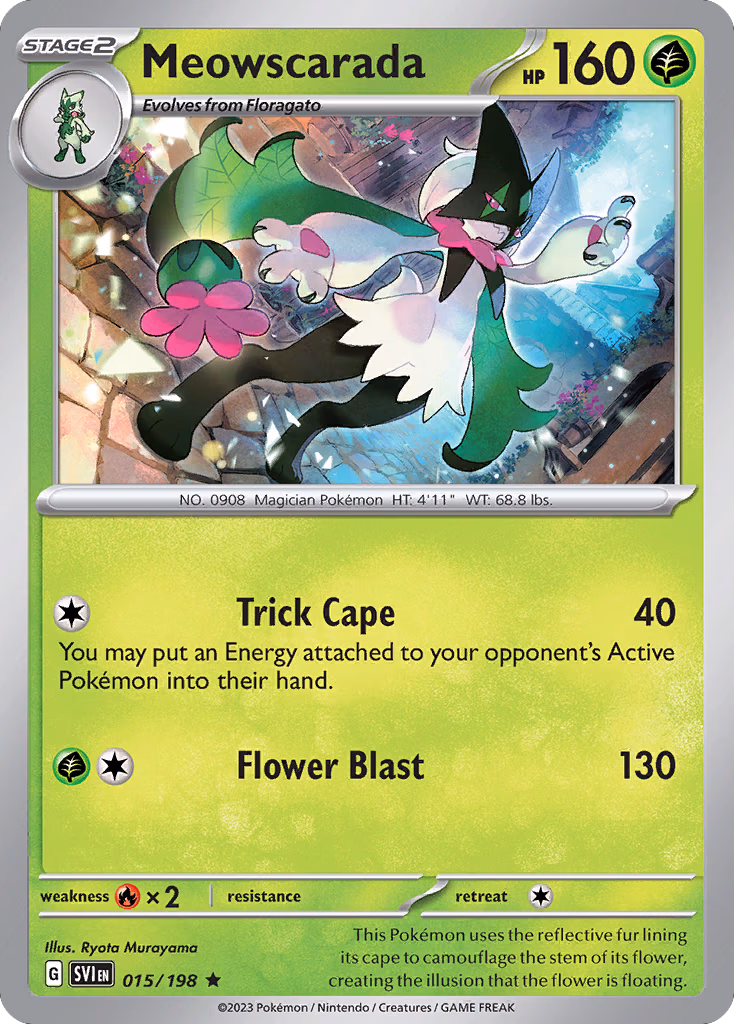 Meowscarada Pokemon card (015/198, Scarlet & Violet)