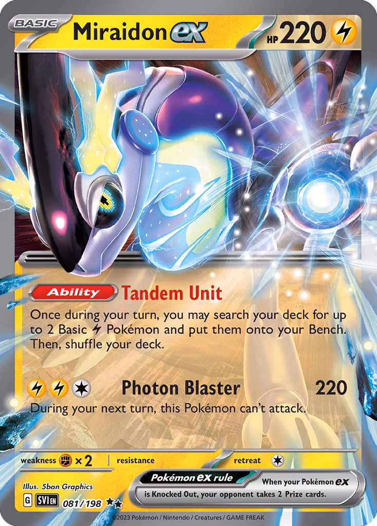 Miraidon ex Pokemon card (081/198, Scarlet & Violet)