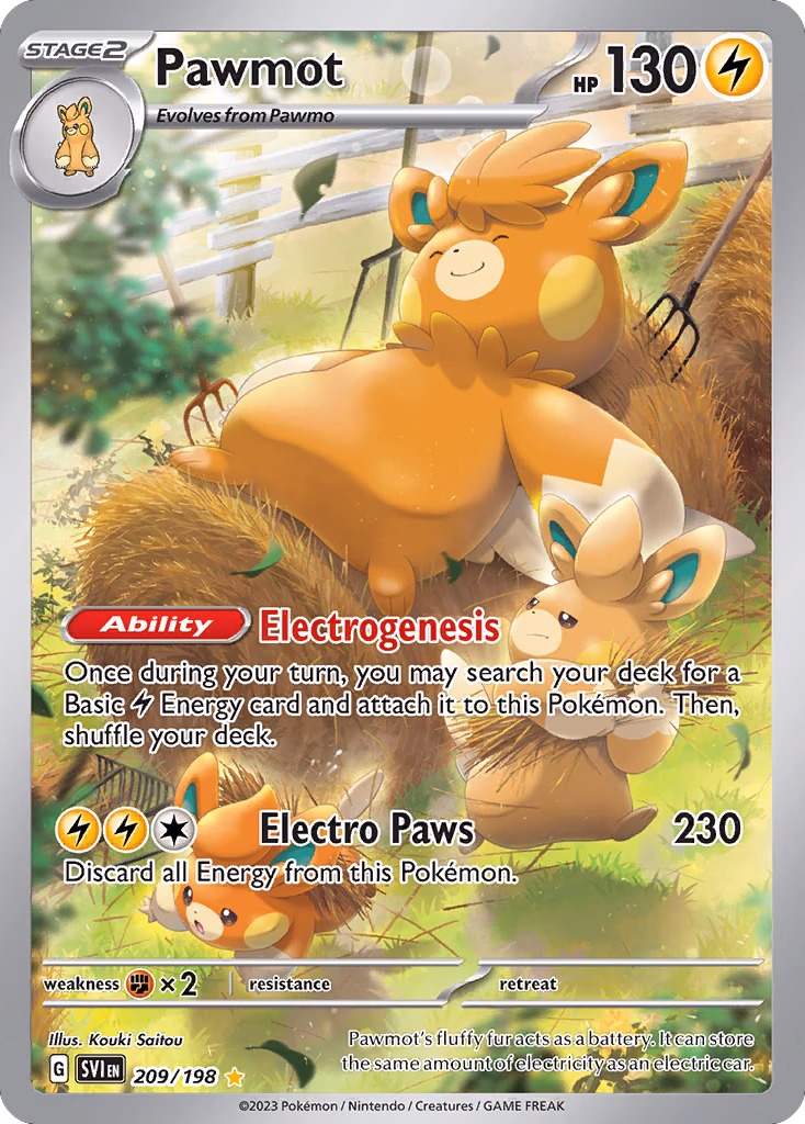 Pawmot Pokemon card (209/198, Scarlet & Violet)