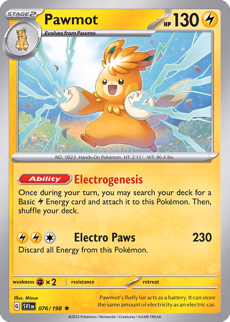 Pawmot Pokemon card (076/198, Scarlet & Violet)