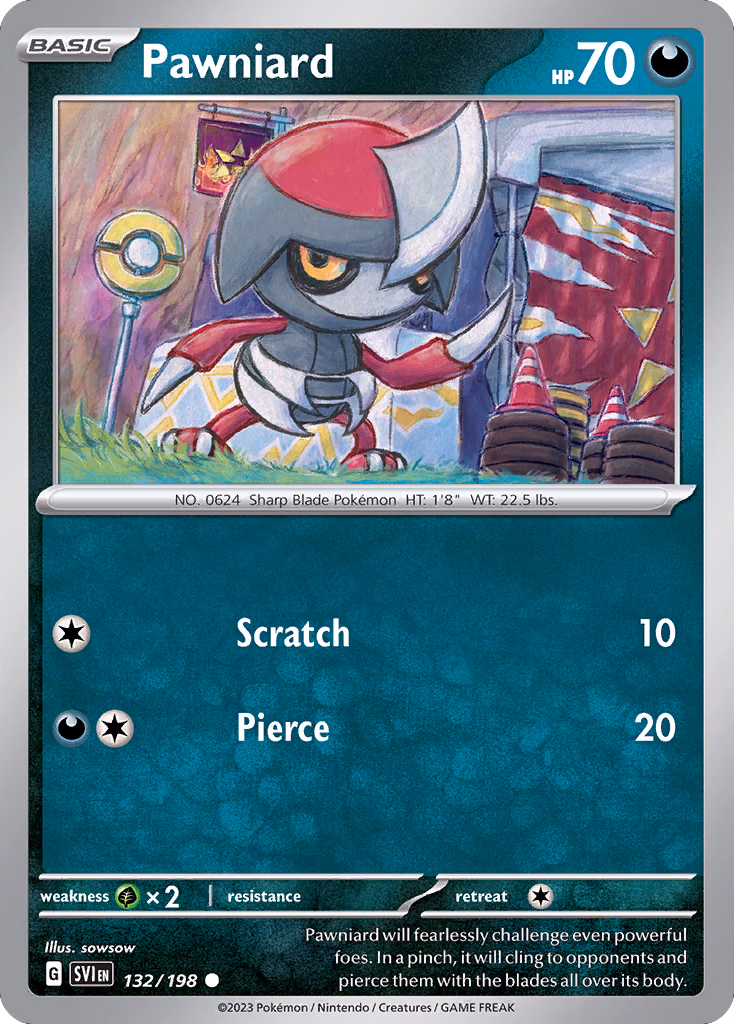 Pawniard Pokemon card (132/198, Scarlet & Violet)