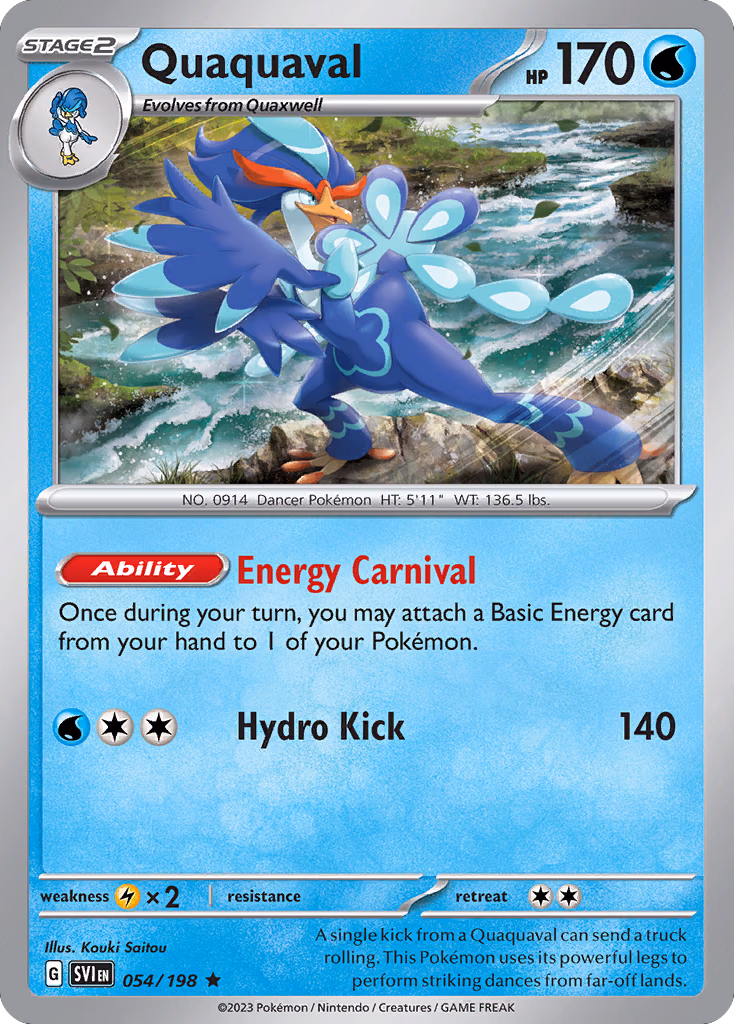 Quaquaval Pokemon card (054/198, Scarlet & Violet)