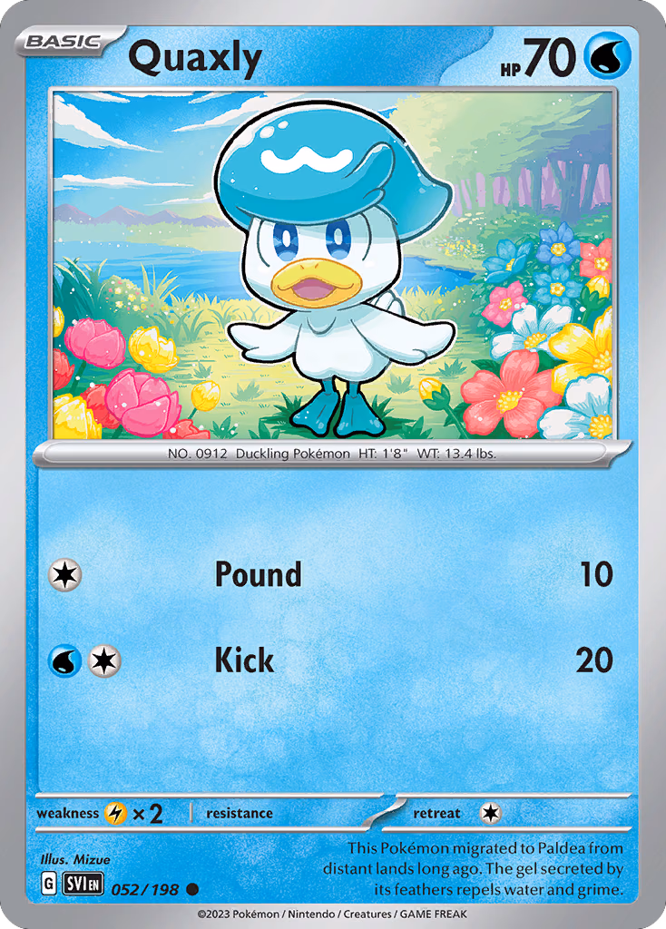 Quaxly Pokemon card (052/198, Scarlet & Violet)