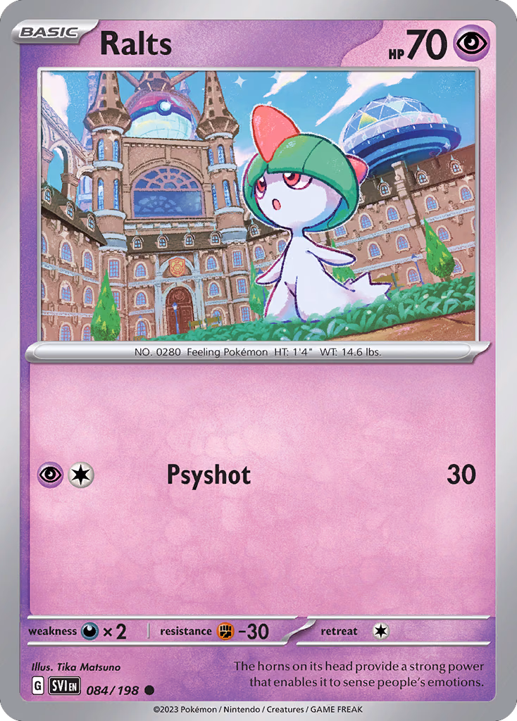 Ralts Pokemon card (084/198, Scarlet & Violet)