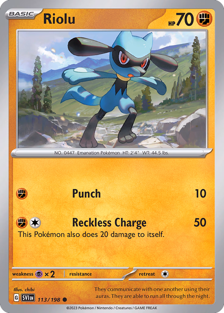 Riolu Pokemon card (113/198, Scarlet & Violet)