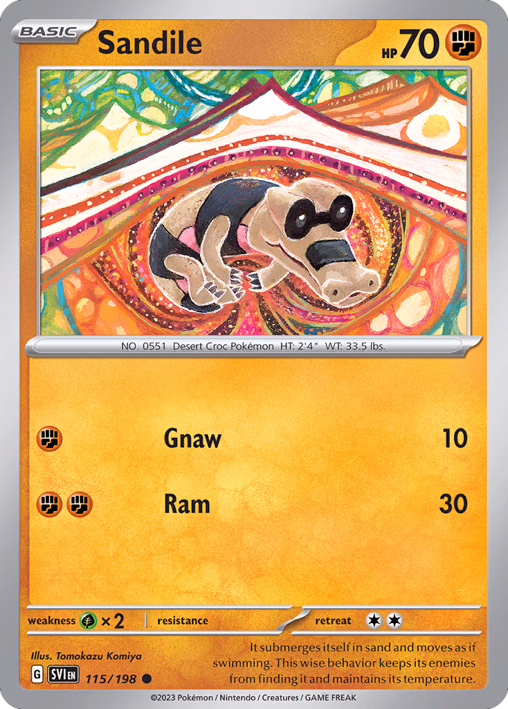 Sandile Pokemon card (115/198, Scarlet & Violet)