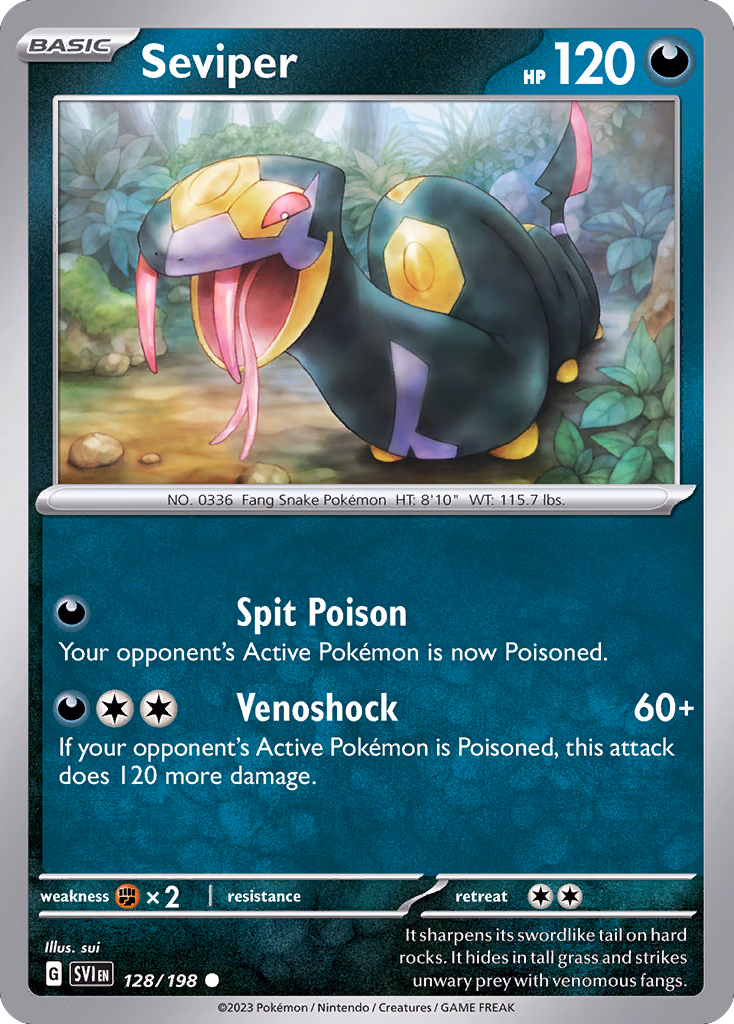 Seviper Pokemon card (128/198, Scarlet & Violet)