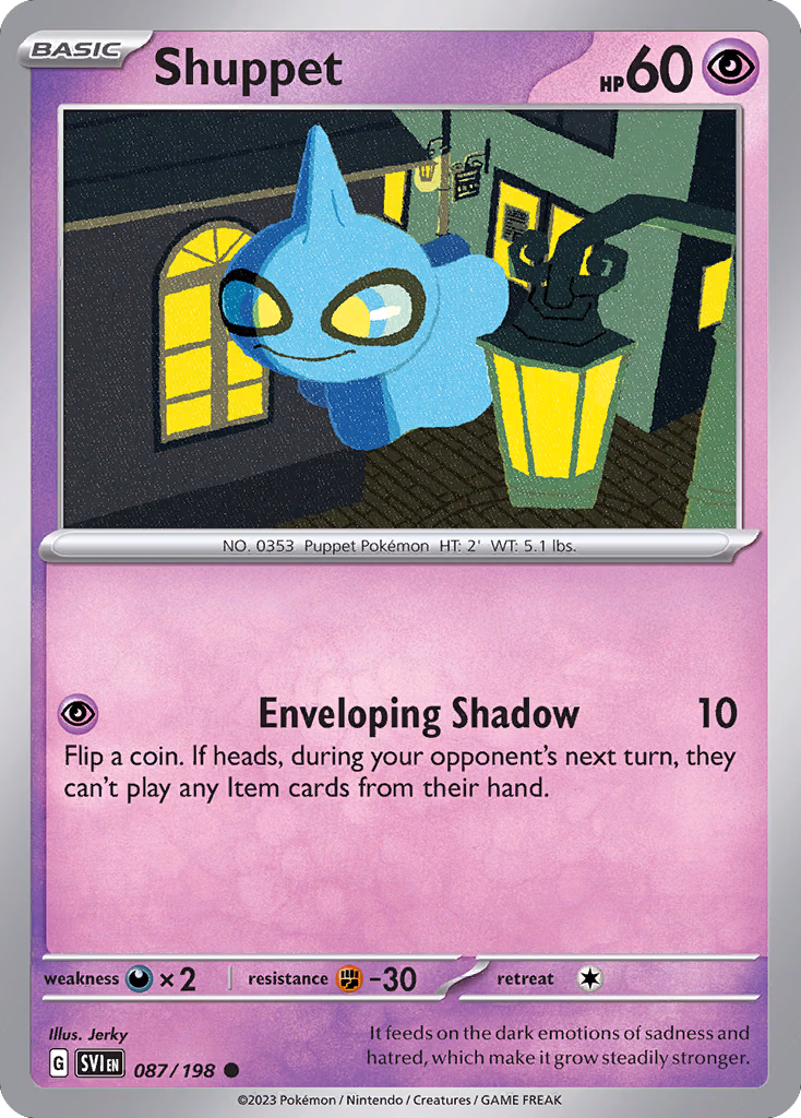 Shuppet Pokemon card (087/198, Scarlet & Violet)